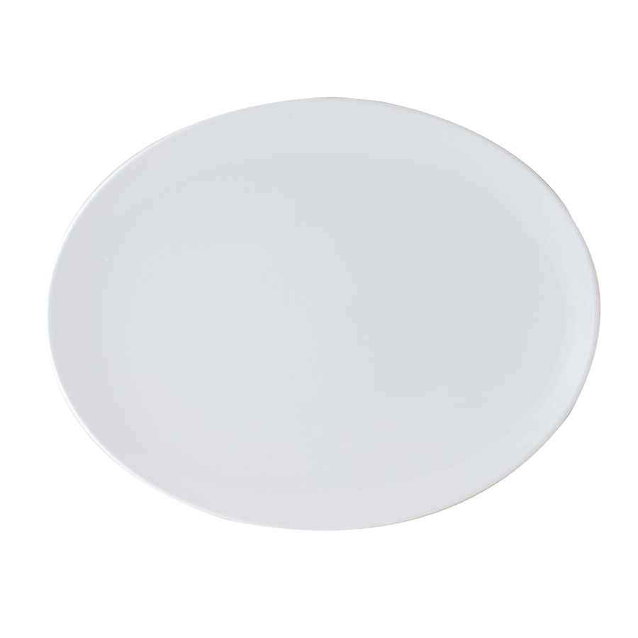 Ariane Style Vitrified Porcelain White Oval Coupe Plate 33cm