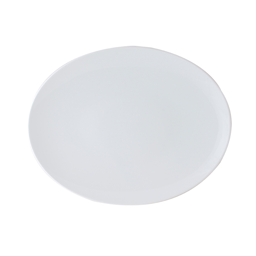 Ariane Style Vitrified Porcelain White Oval Coupe Plate 23cm