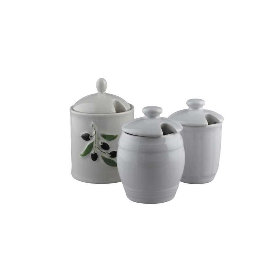 Mustard Pot With Notched Lid Porcelain 7 x 9cm