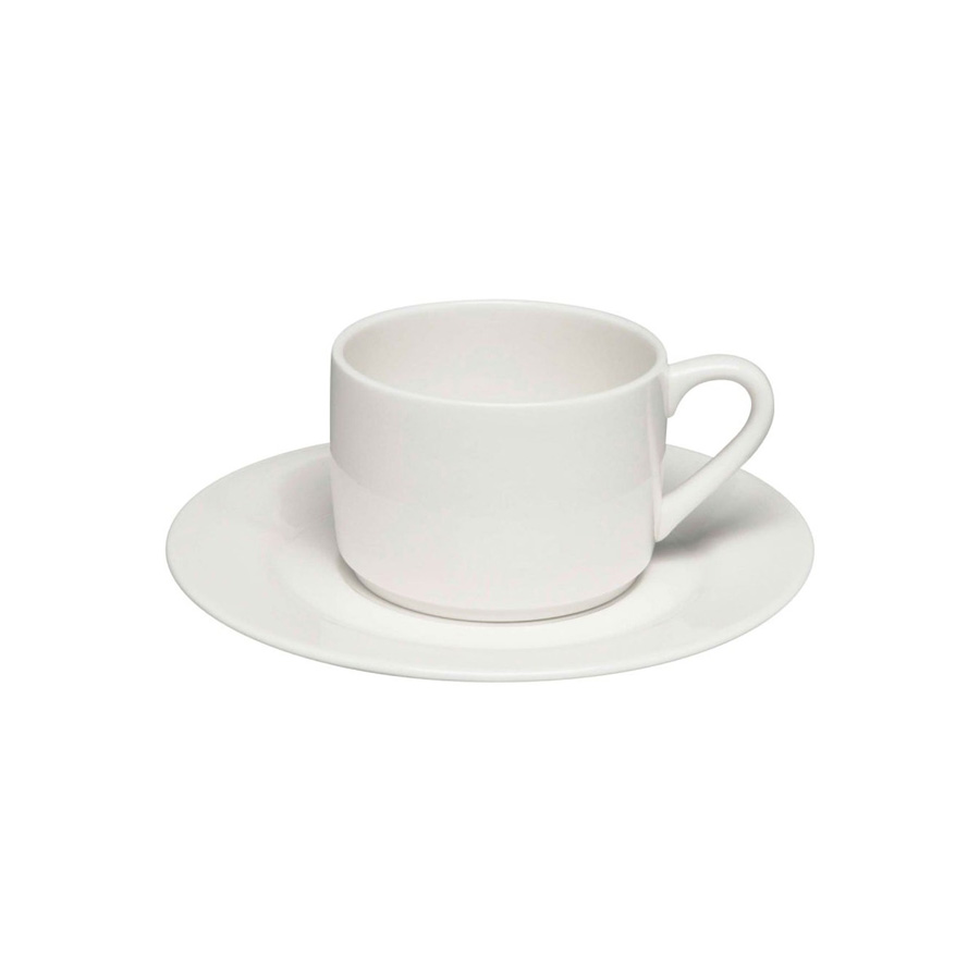 Elia Glacier Bone China White Stacking Teacup 24cl