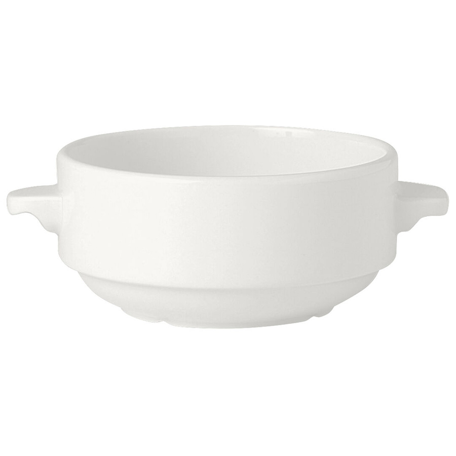 Steelite Simplicity Vitrified Porcelain White Round Lugged Stacking Soup Cup 28.5cl