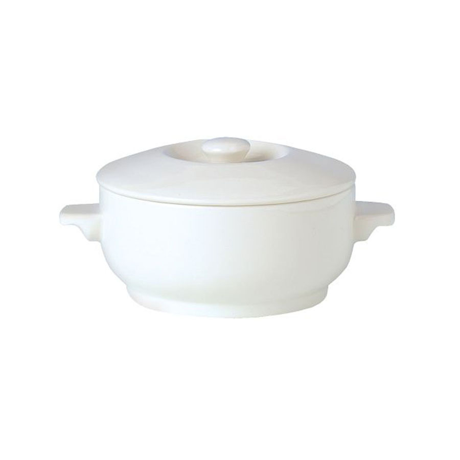 Steelite Simplicity Vitrified Porcelain White Round Soup Bowl Covered 42.5cl
