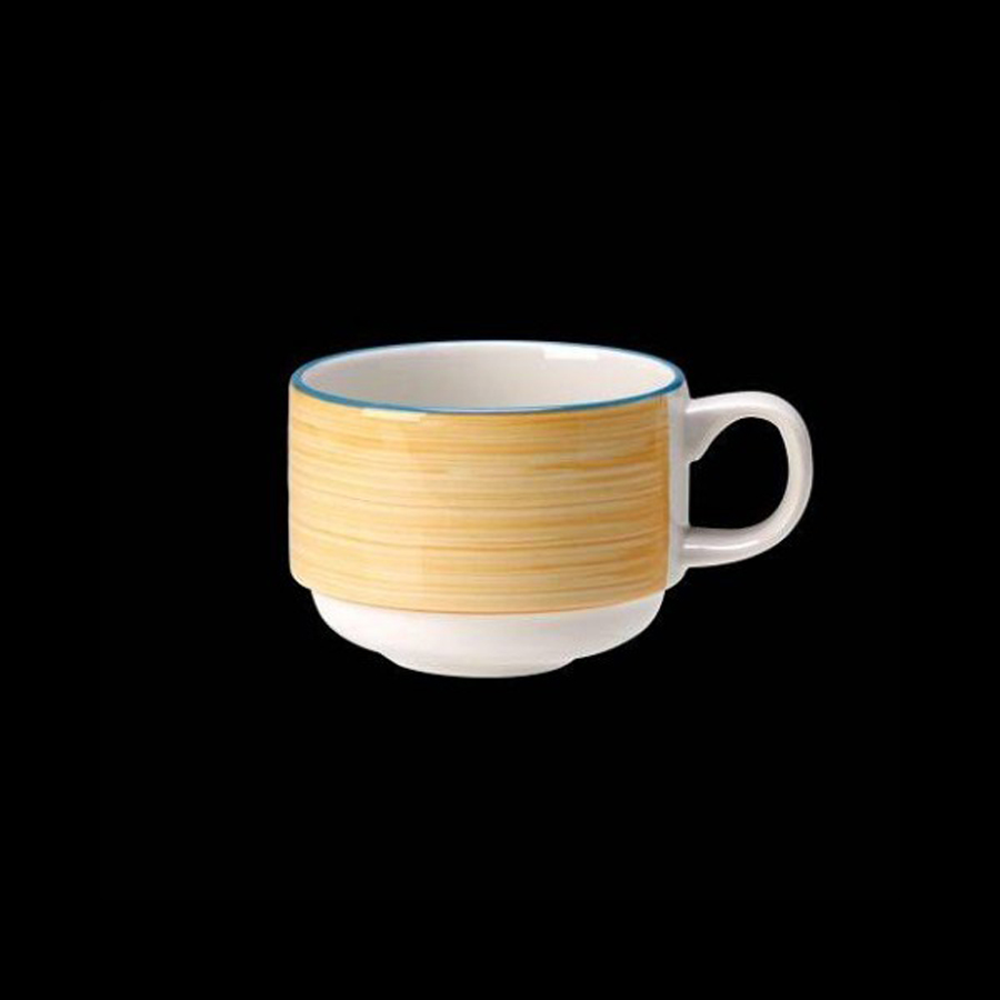 Steelite Freedom Vitrified Porcelain Rio Yellow Slimline Stacking Teacup 6oz