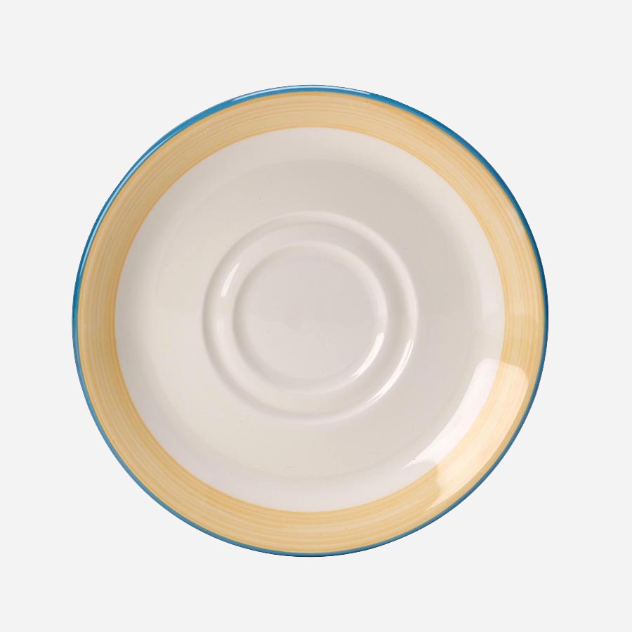 Steelite Rio Vitrified Porcelain Round Yellow Double Well Saucer 14.5cm