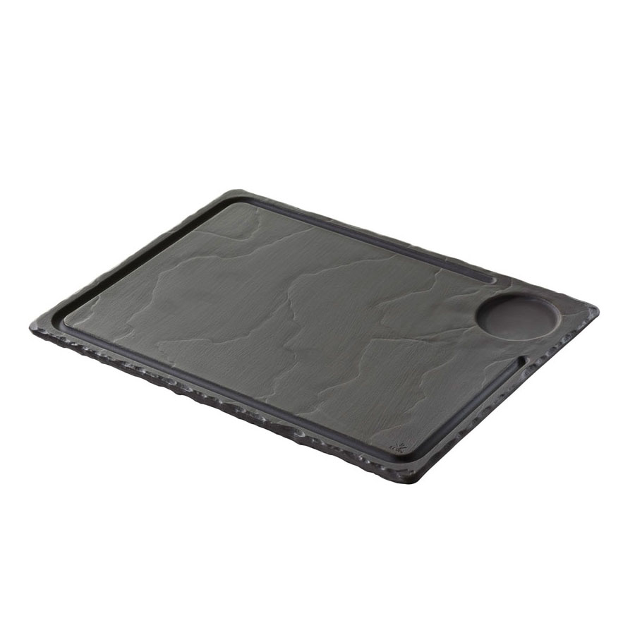 Revol Basalt Ceramic Black Rectangular Steak Plate 33x24cm