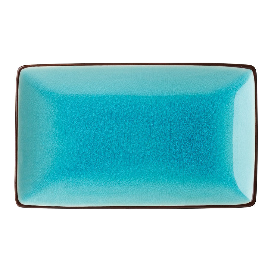 Utopua Soho Stoneware Aqua Black Rectangular Plate 21x14cm 8.5x5.5 Inch