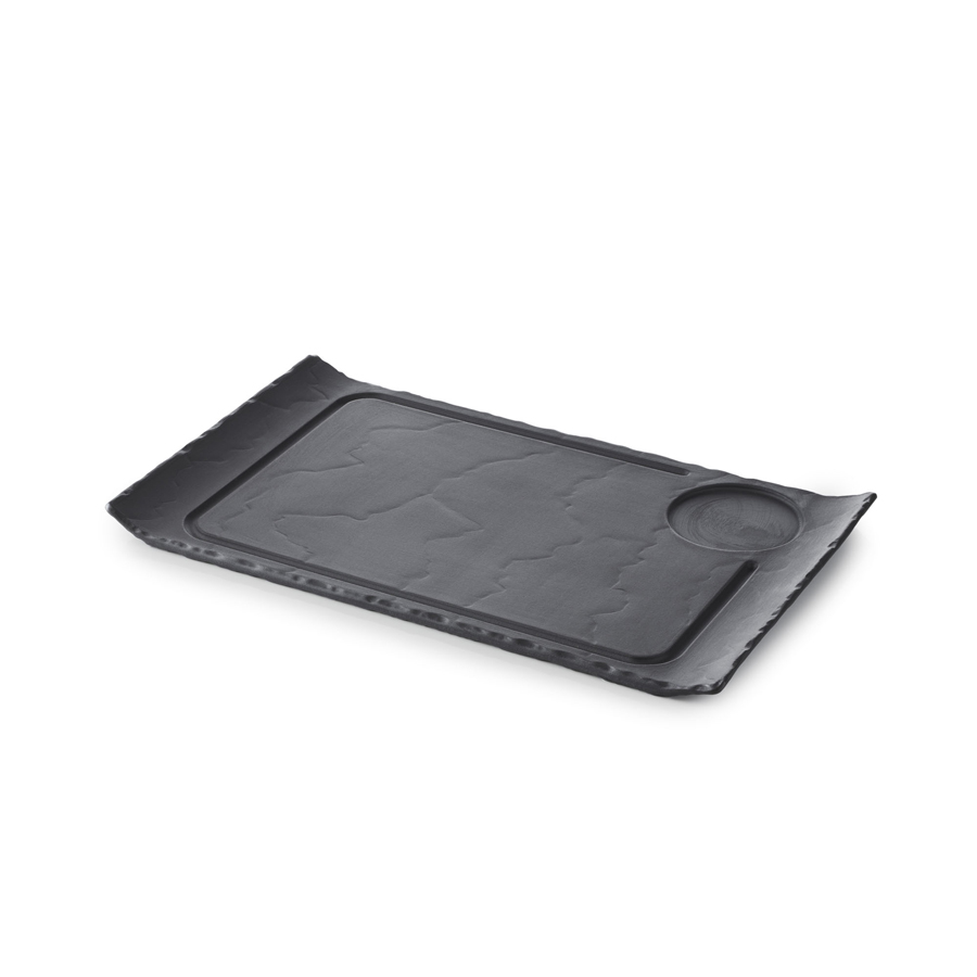 Revol Basalt Ceramic Black Rectangle Plate With Curved Edges 33x20cm