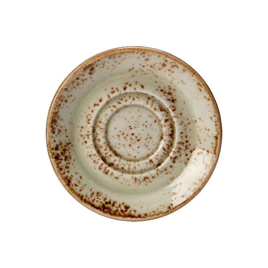 Steelite Craft Vitrified Porcelain Green Round Double Well Slimline Saucer 16.5cm