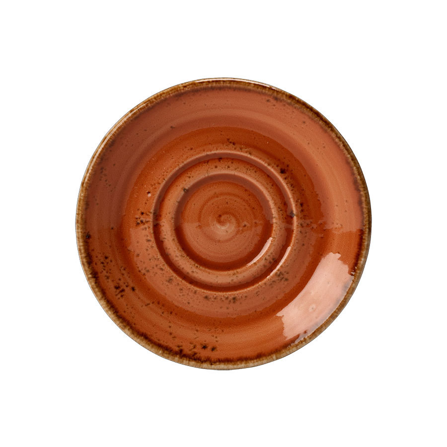 Steelite Craft Vitrified Porcelain Terracotta Round Double Well Slimline Saucer 16.5cm