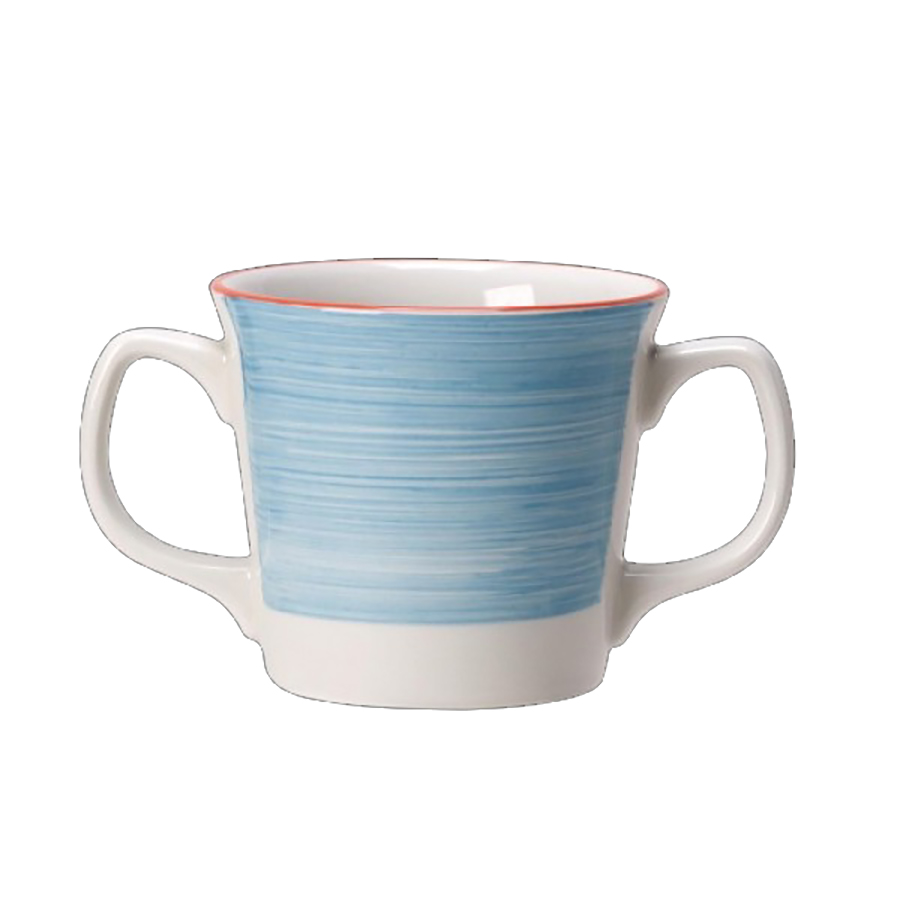 Steelite Freedom Vitrified Porcelain Blue Double Handled Mug 10oz 28.5cl
