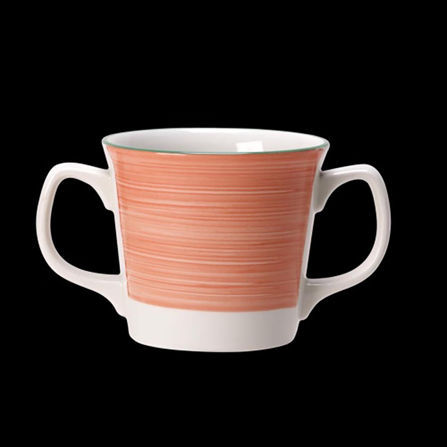Steelite Freedom Vitrified Porcelain Pink Double Handled Mug 10oz 28.5cl