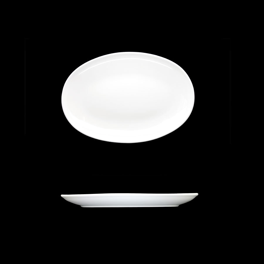 Creme Renoir Vitrified Porcelain White Oval Coupe Plate 20cm