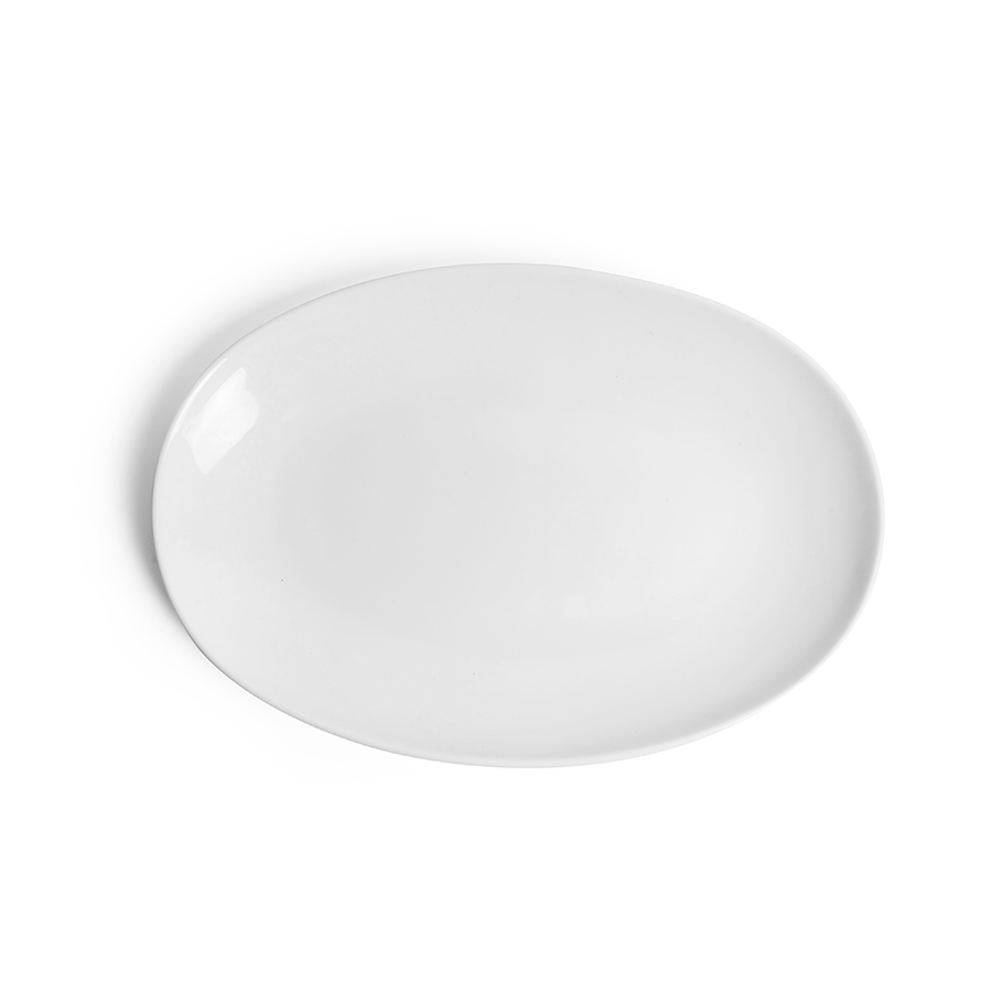 Creme Renoir Vitrified Porcelain White Oval Coupe Plate 26cm