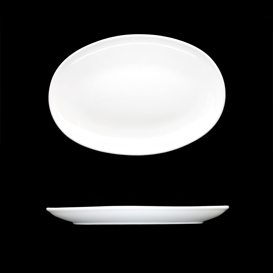 Creme Renoir Vitrified Porcelain White Oval Coupe Plate 32cm