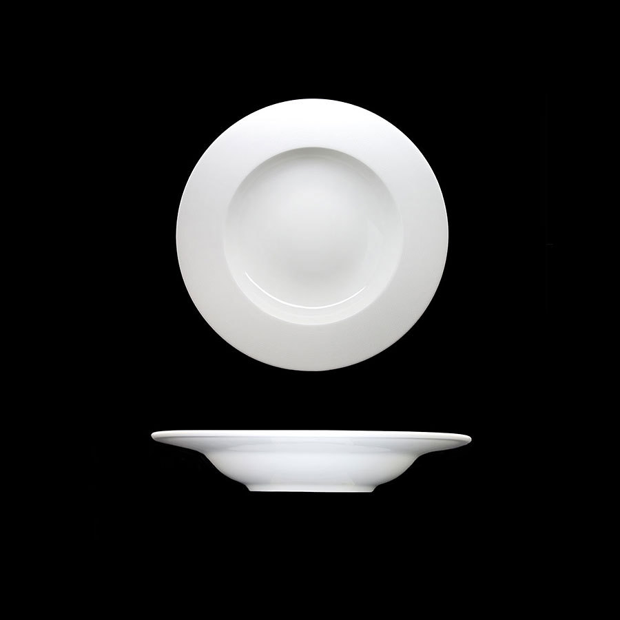 Creme Cezanne Vitrified Porcelain White Round Rimmed Soup Bowl 23cm