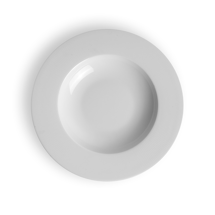 Creme Cezanne Vitrified Porcelain White Round Rimmed Bowl 30cm