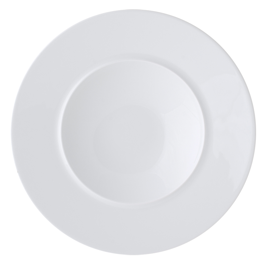 Ariane Style Vitrified Porcelain White Round Rimmed Bowl 30cm