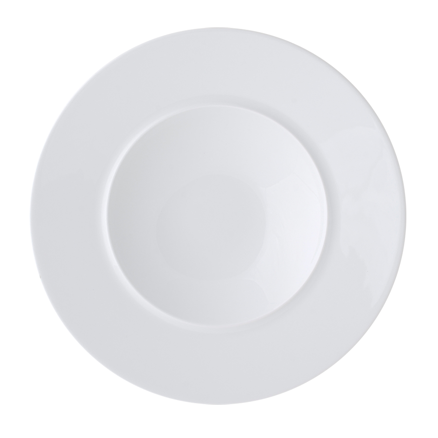 Ariane Style Vitrified Porcelain White Round Rimmed Bowl 25cm
