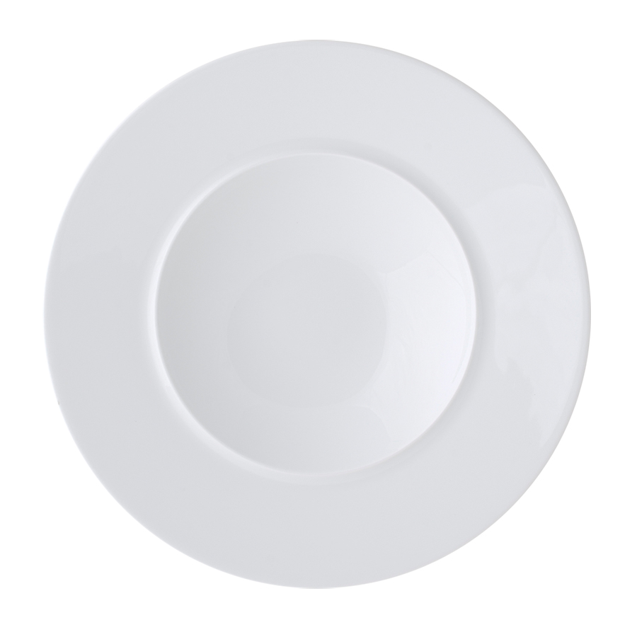 Ariane Style Vitrified Porcelain White Round Rimmed Bowl 25cm