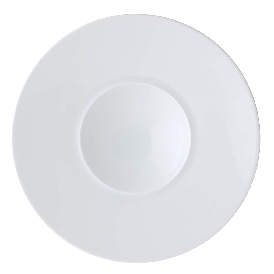 Ariane Style Vitrified Porcelain White Round Wide Rimmed Bowl 22cm