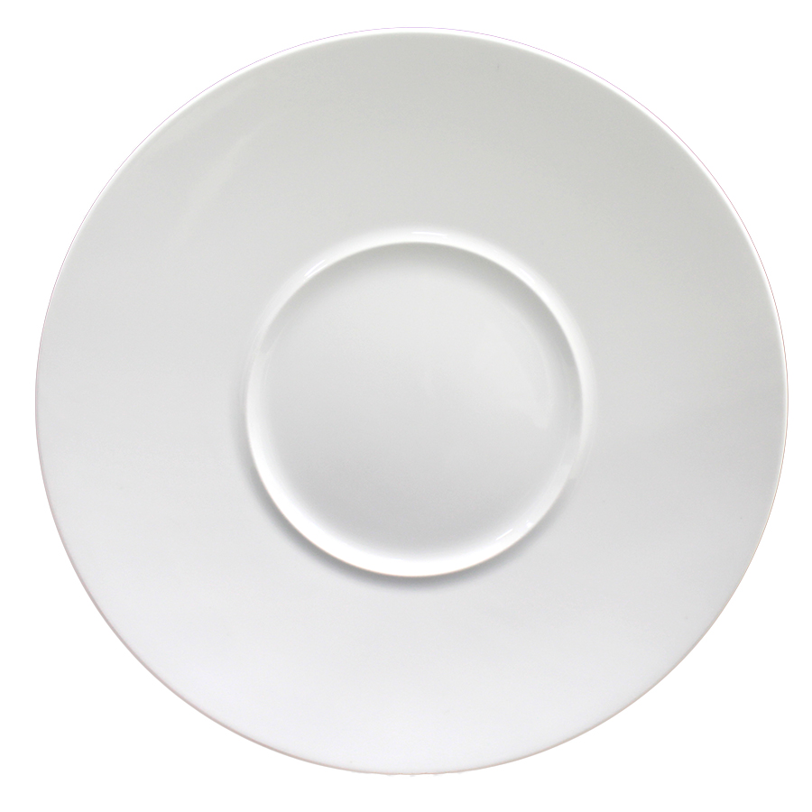Ariane Style Vitrified Porcelain White Round Wide Rimmed Plate 28cm