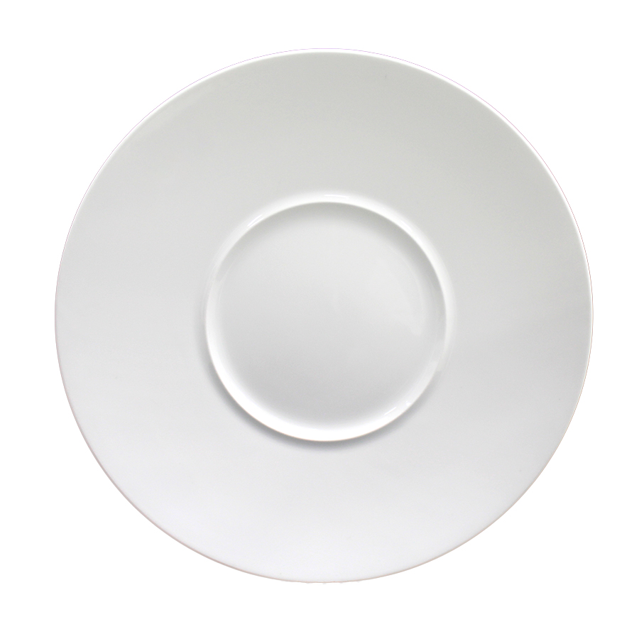 Ariane Style Vitrified Porcelain White Round Wide Rimmed Plate 22cm
