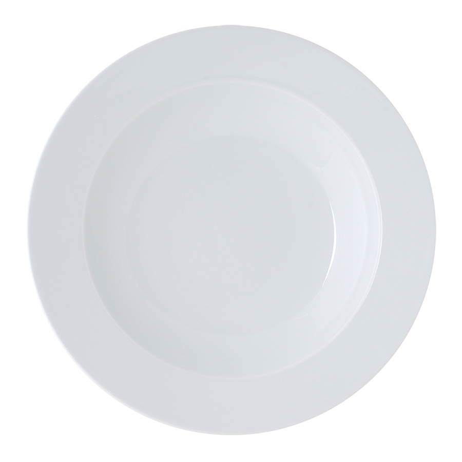 Ariane Brasserie Vitrified Porcelain White Round Rimmed Bowl 29cm