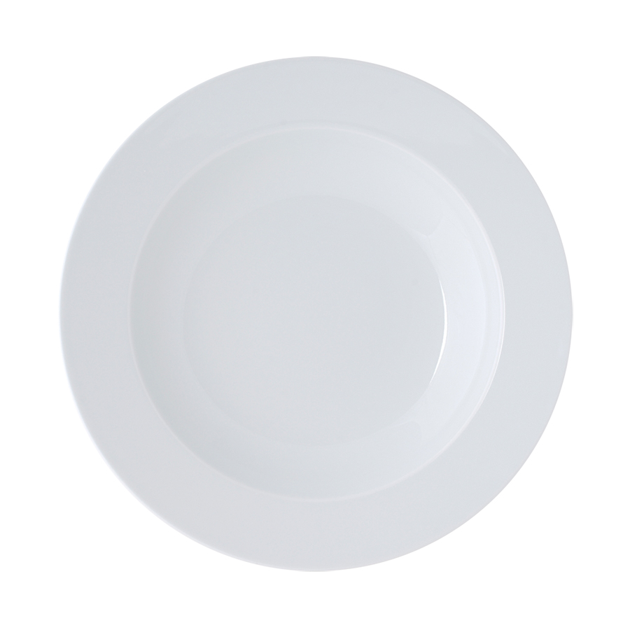 Ariane Brasserie Vitrified Porcelain White Round Rimmed Bowl 23cm