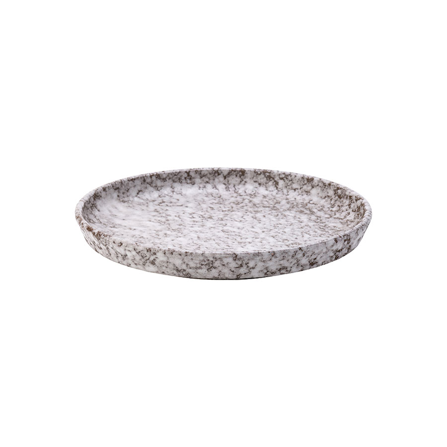 Utopia Fuji Terracotta Grey Round Dappled Plate 20cm 8 Inch