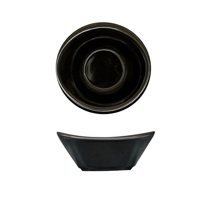 Creme Miniatures Vitrified Porcelain Black Curved Bowl 8.5x3.5cm