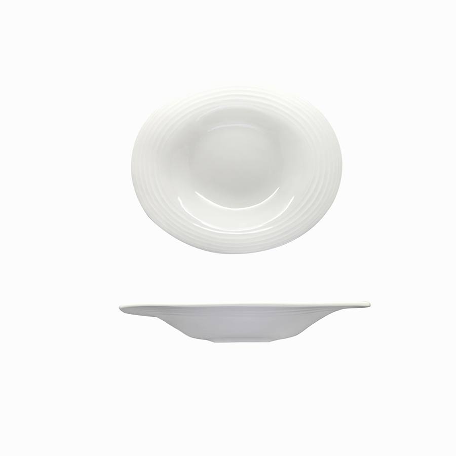 Artisan Creme Vitrified Fine China White Round Wide Rim Bowl 29cm