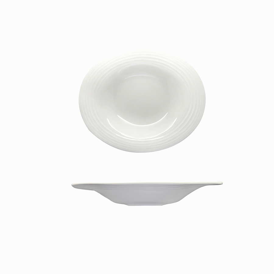Artisan Creme Vitrified Fine China White Round Wide Rim Bowl 29cm