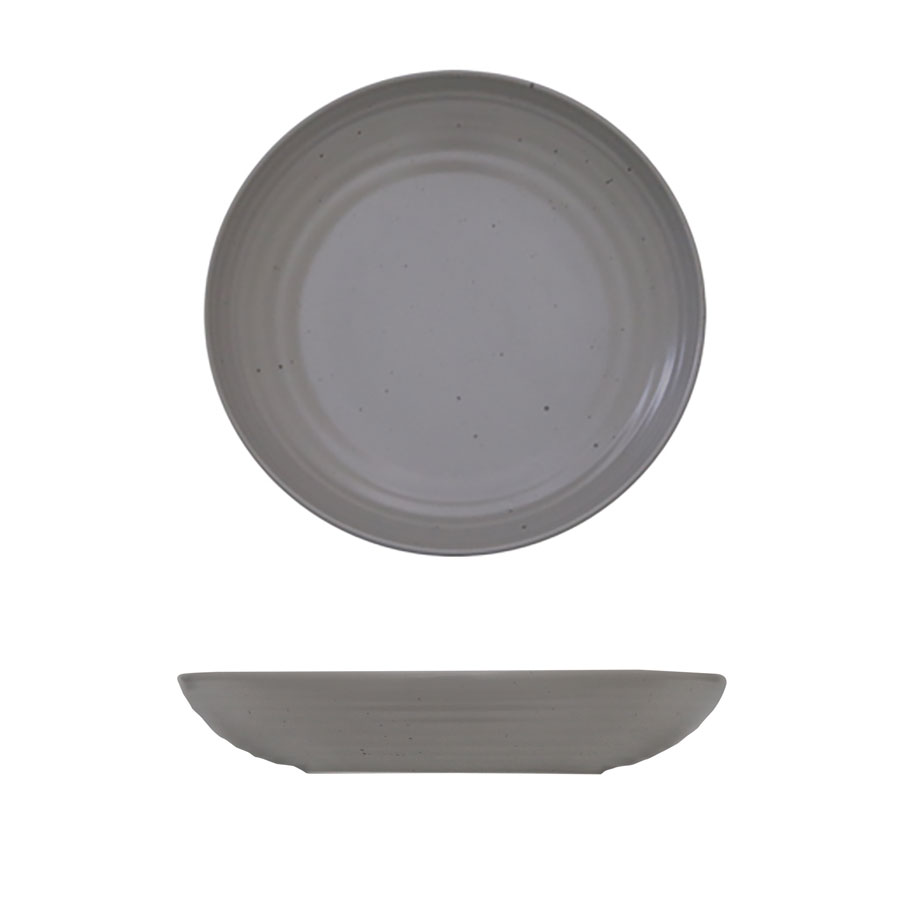 Artisan Pebble Vitrified Fine China Grey Round Deep Coupe Bowl 25cm