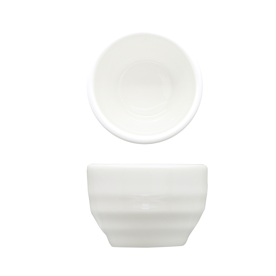 Artisan Creme Vitrified Fine China White Round Globe Dip Pot 2.5oz