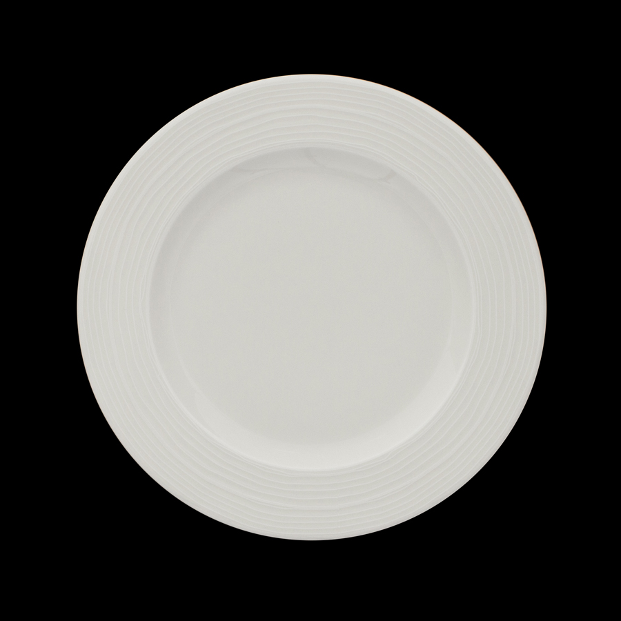 Creme Rousseau Vitrified Porcelain White Round Rim Plate 25.4cm