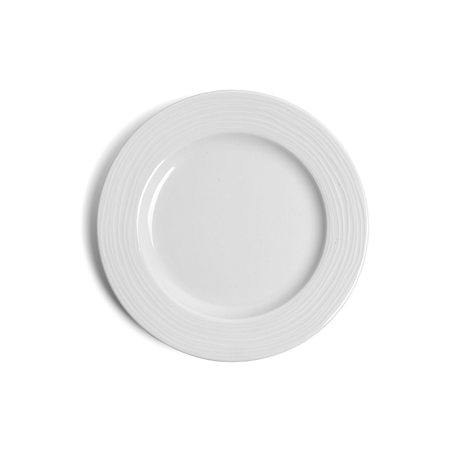Creme Rousseau Vitrified Porcelain White Round Rim Plate 27cm