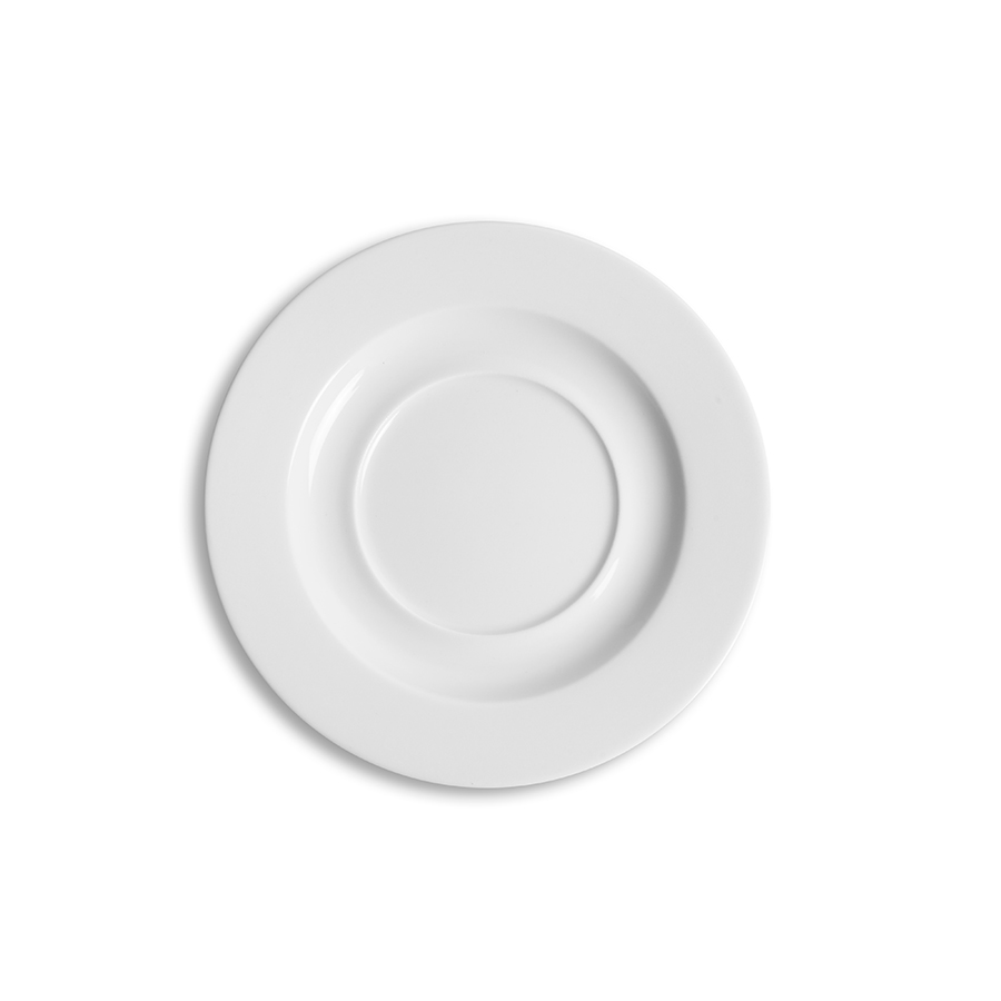 Creme Rousseau Vitrified Porcelain White Round Soup Bowl Saucer 17cm
