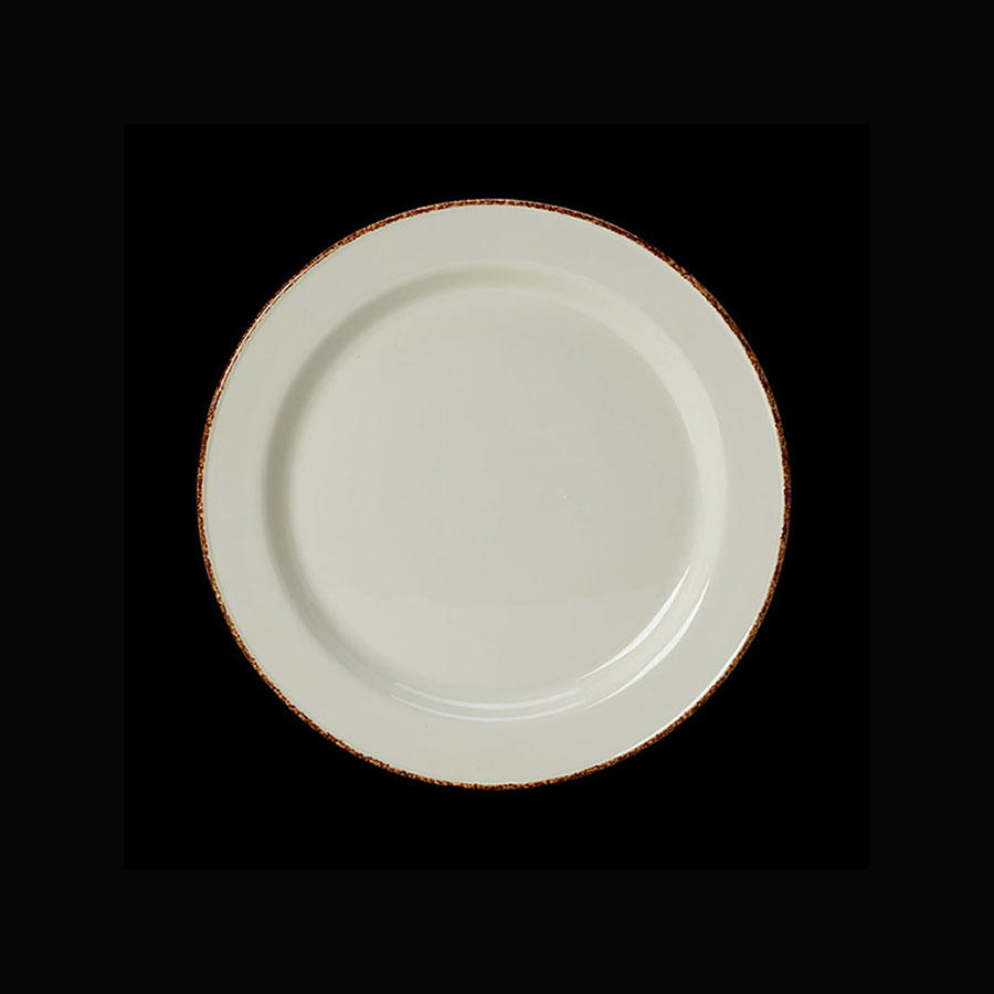 Steelite Brown Dapple Vitrified Porcelain Round Slimline Plate 23cm 9 Inch