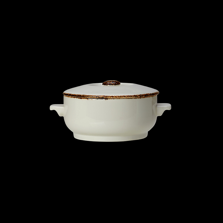 Steelite Brown Dapple Vitrified Porcelain Casserole Base 42.5cl 15oz