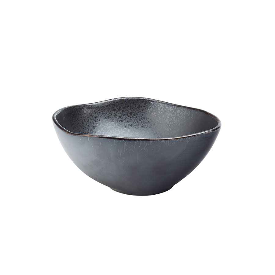 Utopia Nero Porcelain Black Organic Round Bowl 16.5cm 6.5 Inch