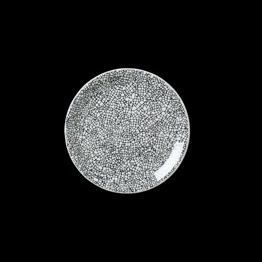 Steelite Ink Crackle Vitrified Porcelain Black Round Coupe Plate 15.25cm