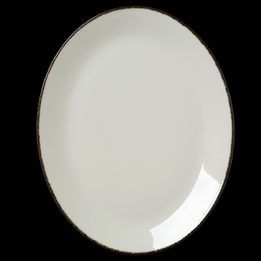 Steelite Charcoal Dapple Vitrifird Porcelain Oval Coupe Plate 34.25cm 13.5 Inch
