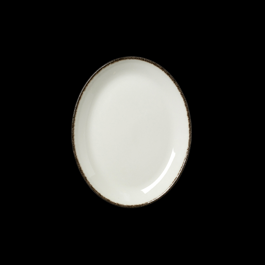 Steelite Charcoal Dapple Vitrifird Porcelain Oval Coupe Plate 20.25cm 8 Inch