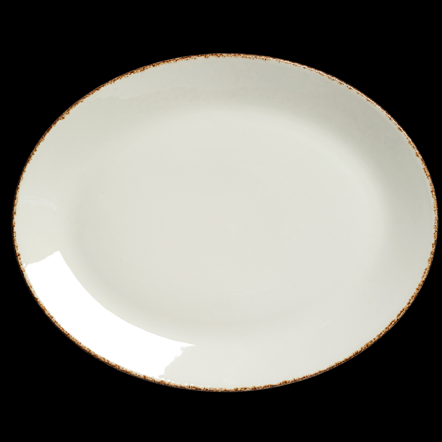 Steelite Brown Dapple Vitrified Porcelain Oval Coupe Plate 34.25cm (13.5 Inch)