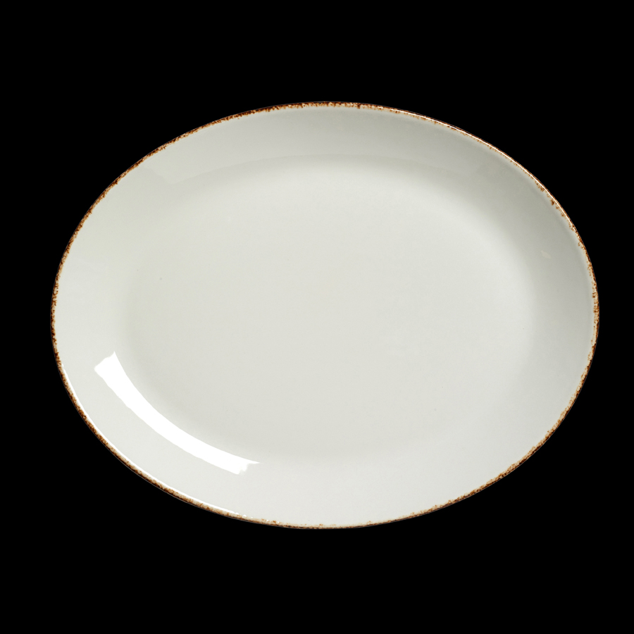 Steelite Brown Dapple Vitrified Porcelain Oval Coupe Plate 30.5cm (12 Inch)