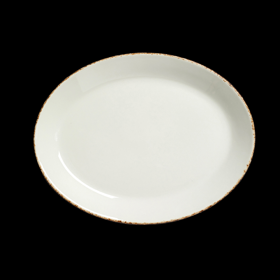 Steelite Brown Dapple Vitrified Porcelain Oval Coupe Plate 20.25cm (8 Inch)
