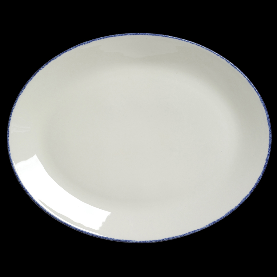 Steelite Blue Dapple Vitrified Porcelain Oval Coupe Plate 34.25cm (13.5 Inch)