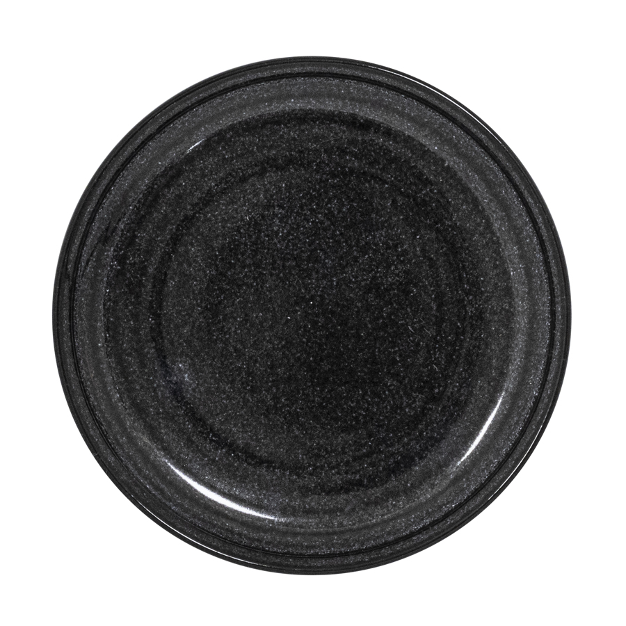 Artisan Granite Vitrified Fine China Black Round Plate 17cm