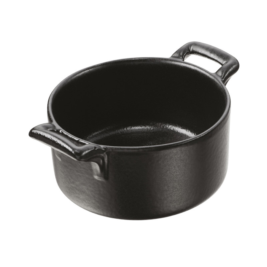 Revol Belle Cuisine Ceramic Black Round Handled Ramekin 7.2x3.5cm 8cl