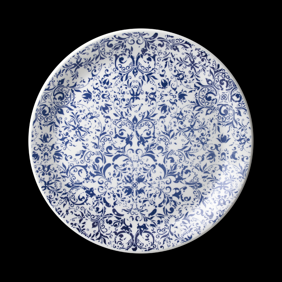 Steelite Ink Vitrified Porcelain Legacy Blue Round Coupe Plate 25.25cm